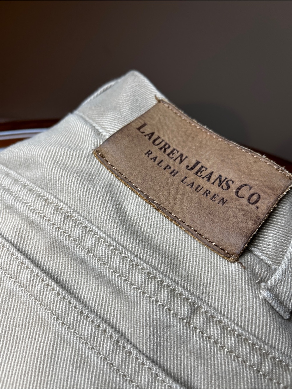 Ralph Lauren Lauren Jeans Co. Women's High-Rise straight leg Jeans in Taupe